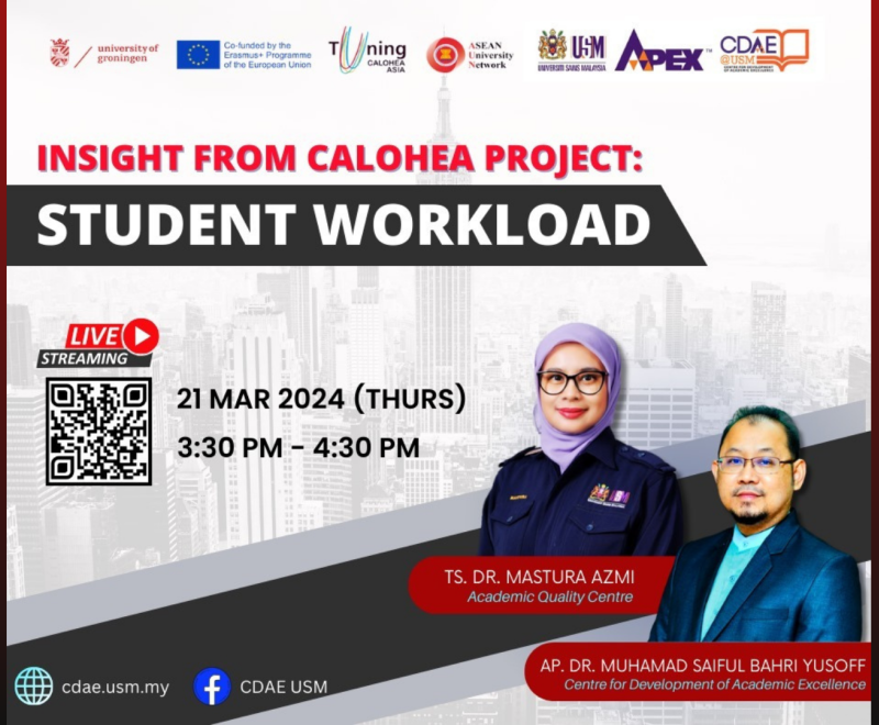 “Insights from CALOHEA Project: Student Workload” Webinar by CDAE, USM Highlighted Keys to Improved University Student Workload Measurement